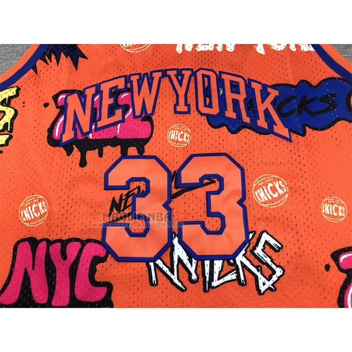Maglia
 Patrick Ewing NO 33 New York Knicks Mitchell & Ness Slap Sticker 1991-92 Arancione
